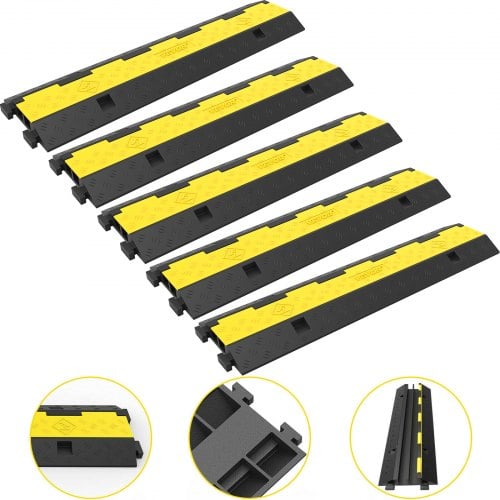 Kabelbeskytter rampe, 101x24,5x5 cm, Sort, Gummi