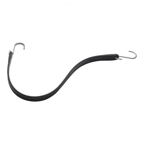 Bungee snorsæt, 50 dele fladt kraftig med stål S-kroge, 53x2x0,5 cm, sort, elastisk