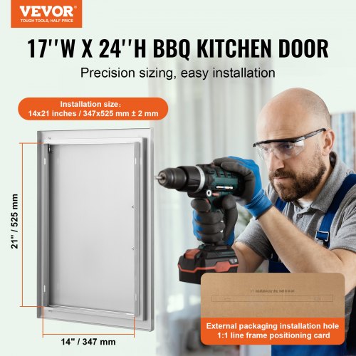 BBQ adgangsdør 43,2x61 cm rustfrit stål
