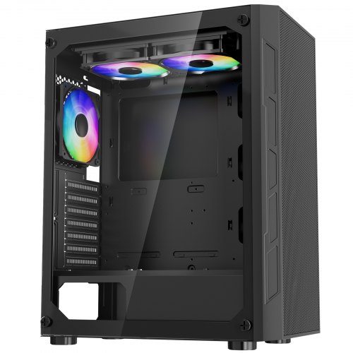 PC Gaming Kabinet, Mid-Tower, 320 mm GPU-understøttelse, Hærdet glas, Stål