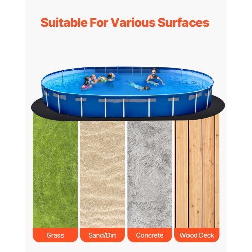 Pool Liner Underlag, Oval, 457x914 cm, Sort, Geotekstil Materiale