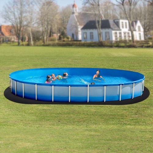 Pool Liner Underlag, Oval, 457x914 cm, Sort, Geotekstil Materiale