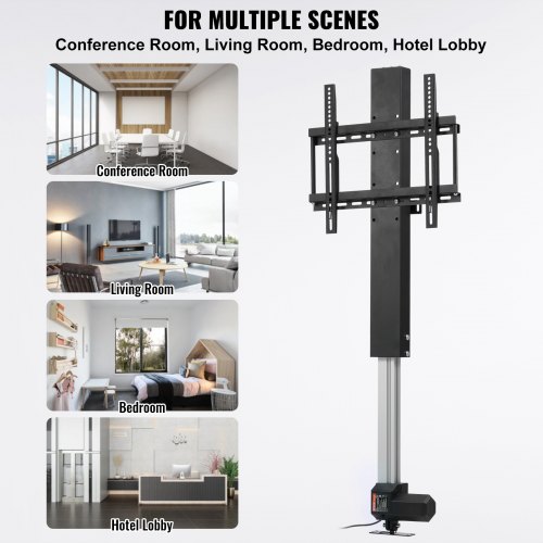 Motoriseret TV-lift, højdejusterbar 71,1 cm, 71,1 cm, sort, aluminiumlegering