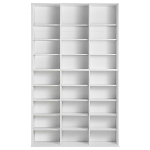 Medieopbevaringsskab, 949x182x1538 mm, Hvid, Justerbare hylder