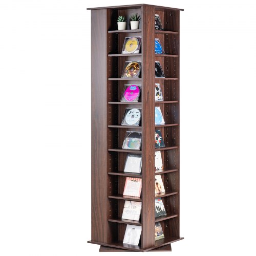 Medieopbevaringsskab, 47,5x47,5x164,5 cm, Espresso, roterende opbevaring