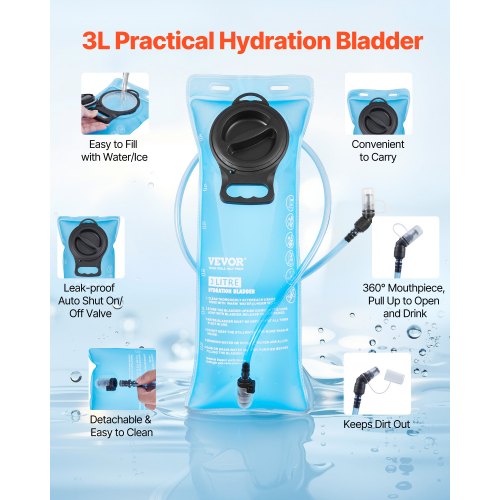 Hydreringsrygsæk 47x29x13 cm Blå, opbevaring, vandtæt