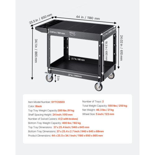 Rullebord, 94x64.5x6.8 cm, Sort, Plastik