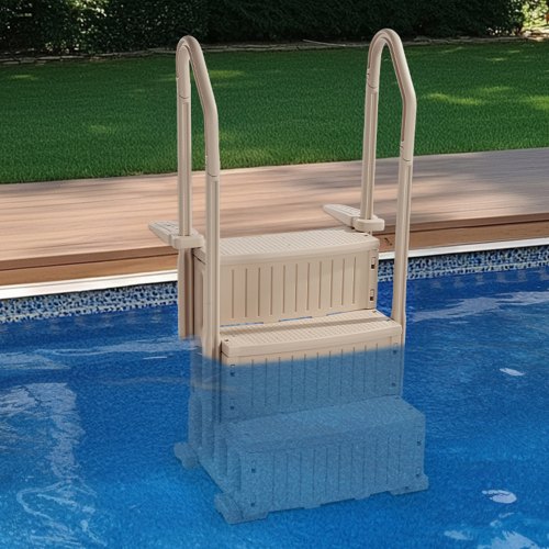 Swimmingpoolstige, 150x82x67 cm, taupe, PE