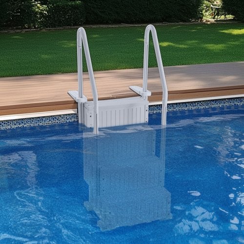 Swimmingpoolstige, 87,4x80,8x198,5 cm, Grå, PE