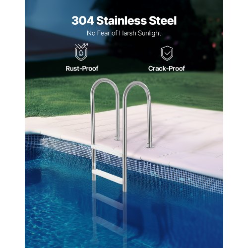 Poolstege, 4-stegs dubbla räcken, 60x44,5x182,5 cm, silver, rostfritt stål