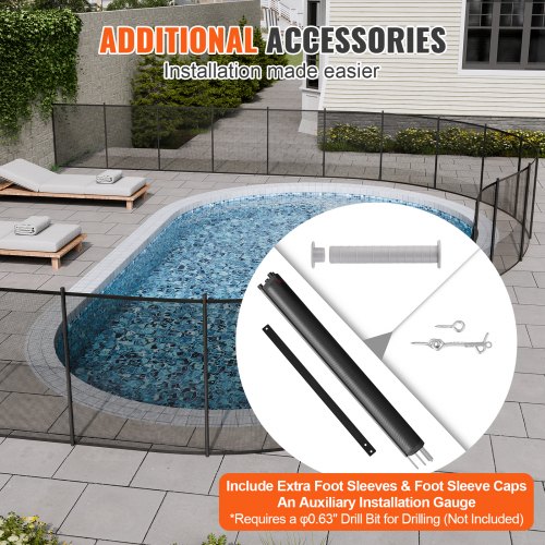 Uima-altaan aita, 1,21x29,26 m, musta, irrotettava Teslin PVC-verkko