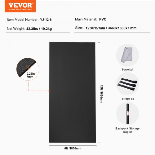 Harjoittelumatto, 370x180 cm, liukumaton, PVC