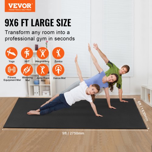 Træningsmåtte, 275x183 cm, Skridsikker Høj Densitet, Fitnessmåtte