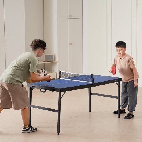 Bordtennisbord, 152,6x66,5x71,8 cm, Sammenklappeligt Indendørs Bærbart, MDF