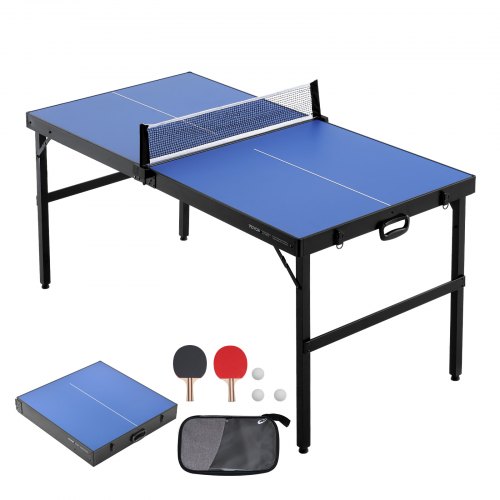 Bordtennisbord, 152,6x66,5x71,8 cm, Sammenklappeligt Indendørs Bærbart, MDF