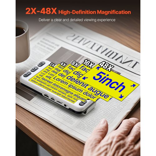 Digitaalinen suurennuslasi, kannettava HD-elektroninen videon suurennuslaite 150x83x34 mm, taitettava kahva