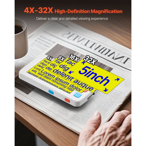 Digitaalinen suurennuslasi, kannettava HD-elektroninen videon suurennuslaite 154x86x30 mm, taitettava kahva