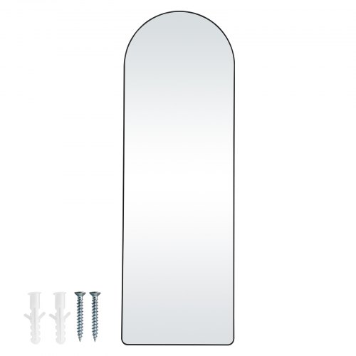 Fuld længde spejl, buet, 164,5x55,8x1,9 cm, sort, aluminiumslegeringsramme