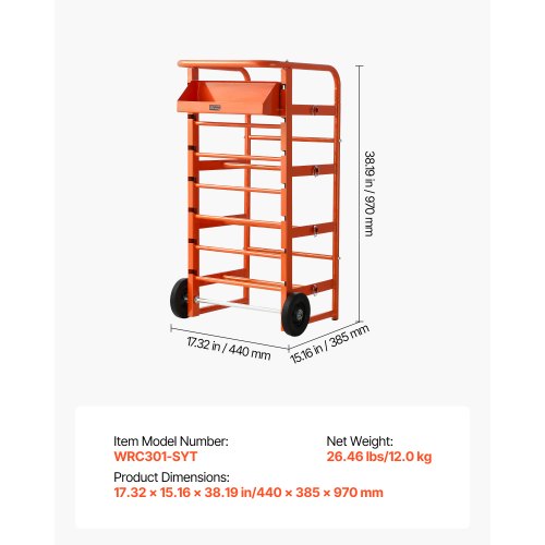 Trådrulleholder, 44x38.5x97 cm, Sort, Opbevaring