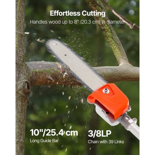 Benzindrevet stangsav, 33CC 2-takts ledningsfri stangsav, 20,3 cm sværd, 2,08x3,58 m teleskopisk, grentrimmer