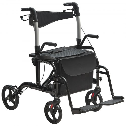 Rollator og transportstol 104,5x62x86,5 cm sort, aluminium