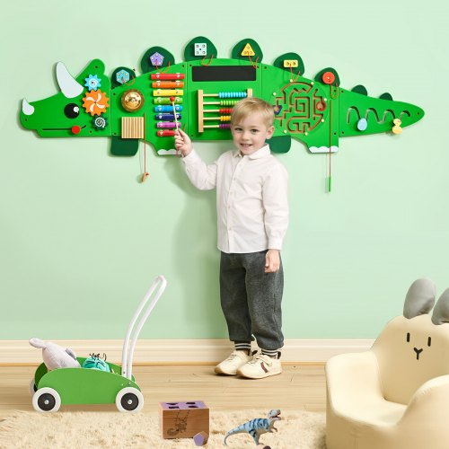 Aktivitetsväggpanel, Dinosaurie, 152.5x44.5x4.8 cm, Flerfärgad, Montessori-leksak