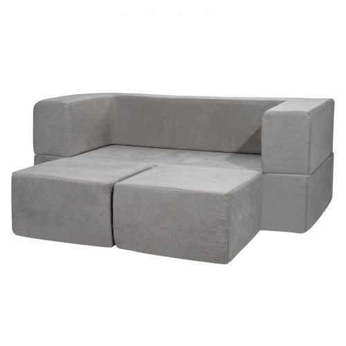 Barnsoffa, Modulär 4-delad soffa 100x100x20 cm, Grå, Avtagbart överdrag