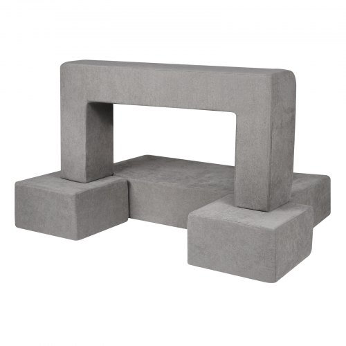 Lasten leikkisohva, modulaarinen 4-osainen sohva 100x100x20 cm, harmaa, irrotettava päällinen