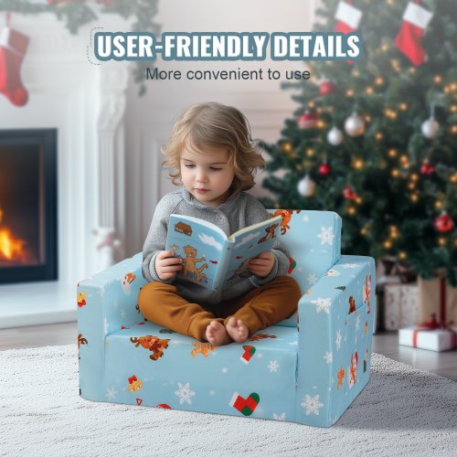 Børnesovesofa, 2-i-1 konvertibel børnesofa, 104x58x32 cm, blå, foldbar