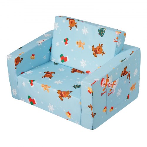 Børnesovesofa, 2-i-1 konvertibel børnesofa, 104x58x32 cm, blå, foldbar