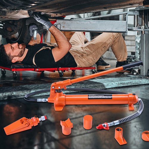 Hydraulisk donkraftsæt, 12 ton Porta Power, 132 mm slaglængde, orange, opbevaringskasse