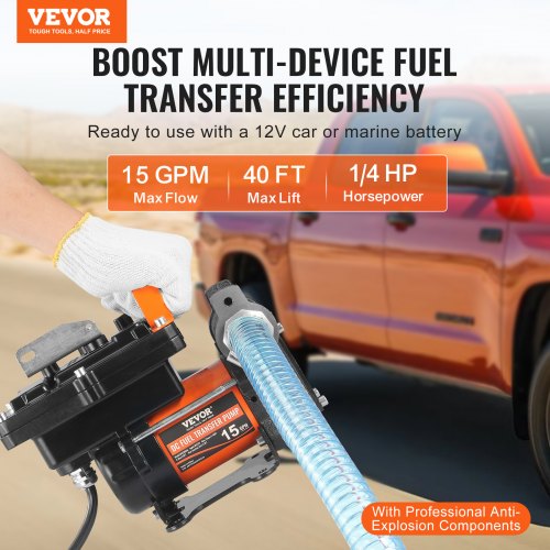 Polttoaineensiirtopumppu, 12V DC 57L/min kannettava sähköinen dieselpumppu, automaattinen sulkuventtiili, polttoaineensiirto