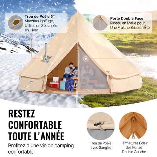 Bell telt, 5x300 cm, Beige, Lærred, Camping telt
