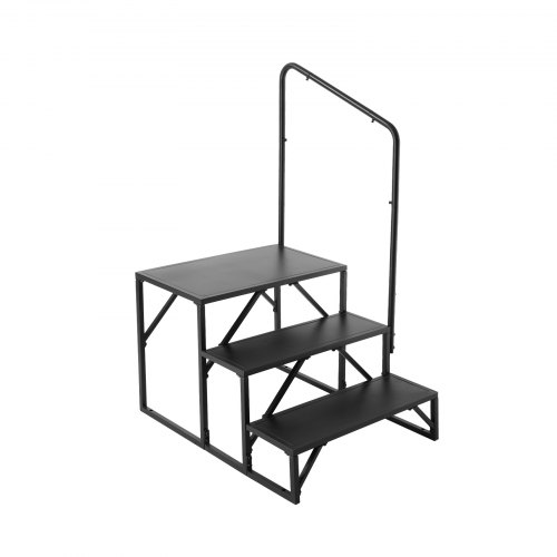 Husbilstrappa, 3-steg, kolstål, med räcke, halkfri, 199,6 kg maxbelastning