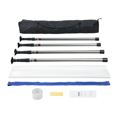 Støvbarrieresystem, 304,8 cm teleskopstænger, 999,7x399,9 cm plastfolie