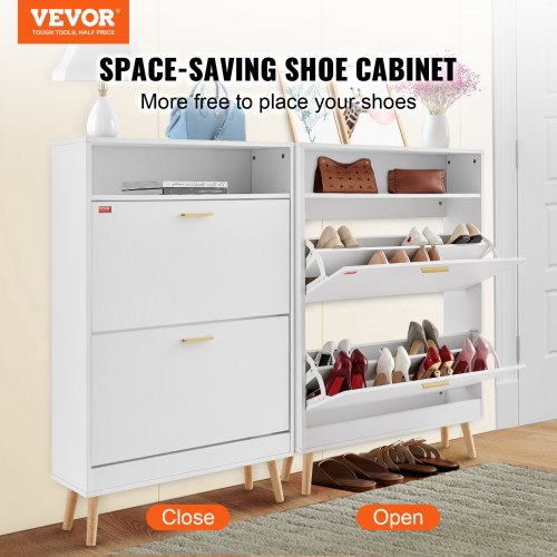 Skoskab, 2 vippe-skuffer, 80x23,7x120,5 cm, Hvid, Opbevaring
