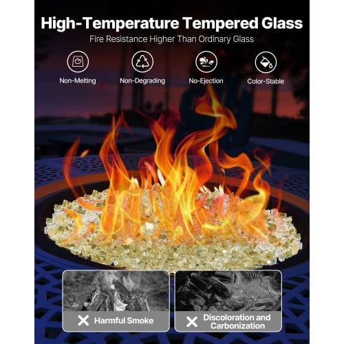 Eldstadsglas, Reflekterande Krossat Glas 12,7 mm, Guld, Härdat Glas