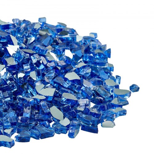 Eldstadsglas, Reflekterande krossat glas 6,4 mm, Koboltblå, Härdat