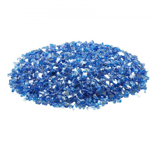 Ildstedsglas, Reflekterende knust glas 6,4 mm, Koboltblå, Hærdet