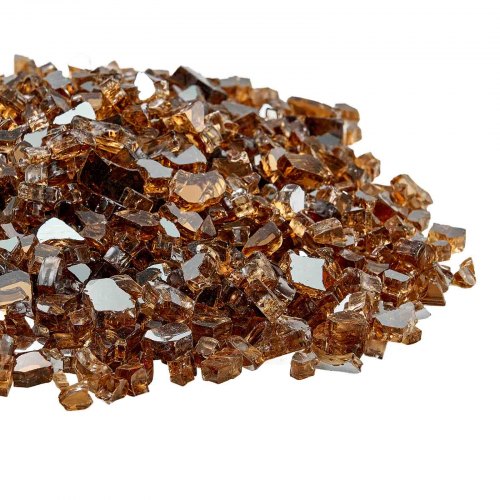 Ildstedsglas, Reflekterende knust glas 6,4 mm, Kobber, Hærdet glas
