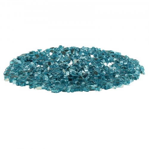 Ildstedsglas, Reflekterende knust glas 12,7 mm, Aqua blå, Hærdet