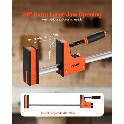 Sæt med stangskruetvinger, 2-pak parallel F-tvinge, 91,4 cm, orange, plast og kulstofstål