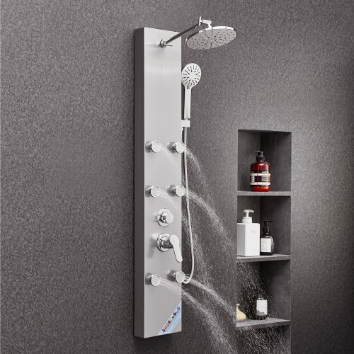 Duschpanel tornsystem, 124x20x45 cm, Silver, Rostfritt stål