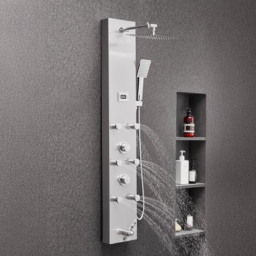 Duschpanel tornsystem, 124x20x43 cm, Silver, Rostfritt stål