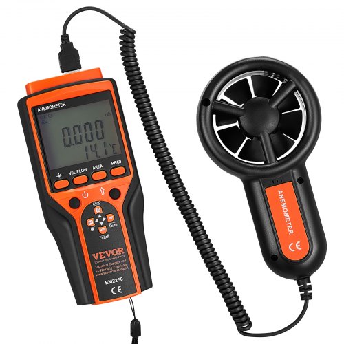 Håndholdt anemometer, digital vindhastigheds- og luftstrømsmåler, 188x92x40 mm, ABS