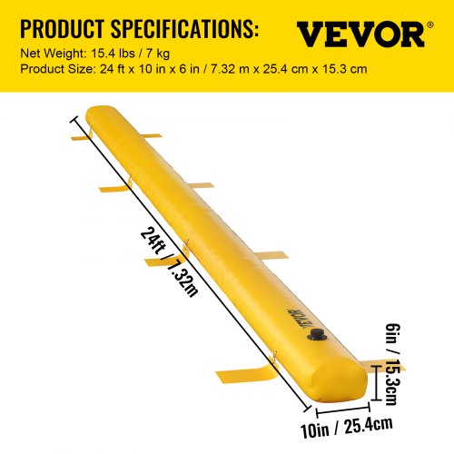 Tulvapato, 732x25.4x15.3 cm, keltainen, PVC