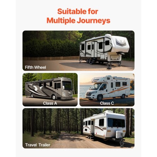Nivelleringspuder til autocamper, 4-pak, 20,3x20,3x7,6 cm, gummi