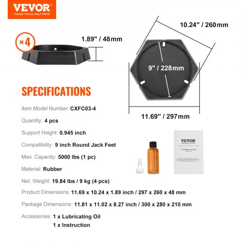 Nivelleringspuder til campingvogn, 29,7x26x4,8 cm, Gummi