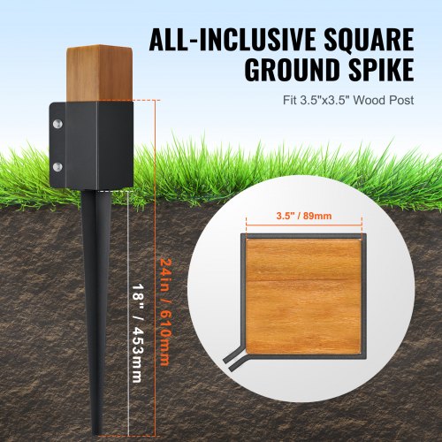 Hegnspostanker, 61x10.2x10.2 cm, Sort, Metal pulverlakeret