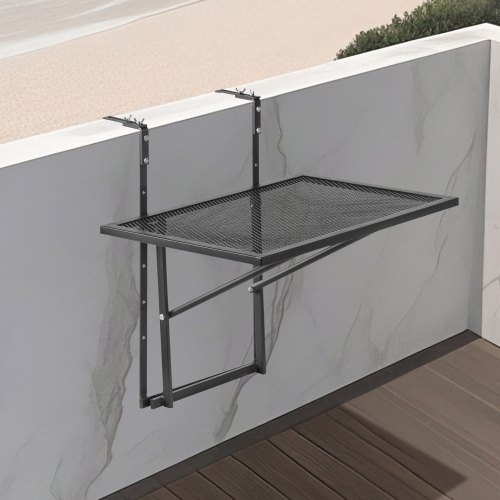 Balkonghängande bord, 61x53x59 cm, Metall, Fällbart, Justerbart